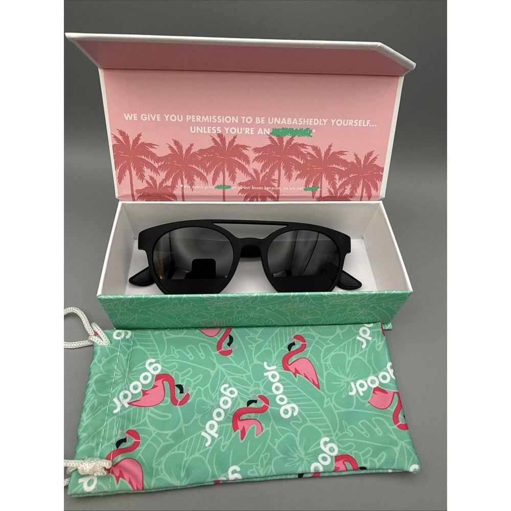goodr Professor OOG Sunglasses PHG Black Round G00029- includes Box & Travel Bag